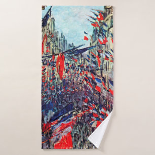 Paris on National Day, Claude Monet Bath Towel