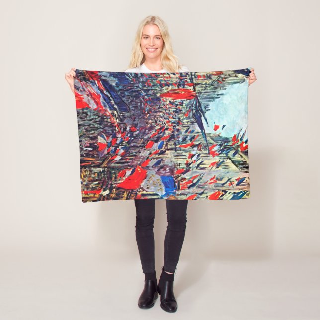 Paris on National Day, Claude Monet Fleece Blanket (In Situ)