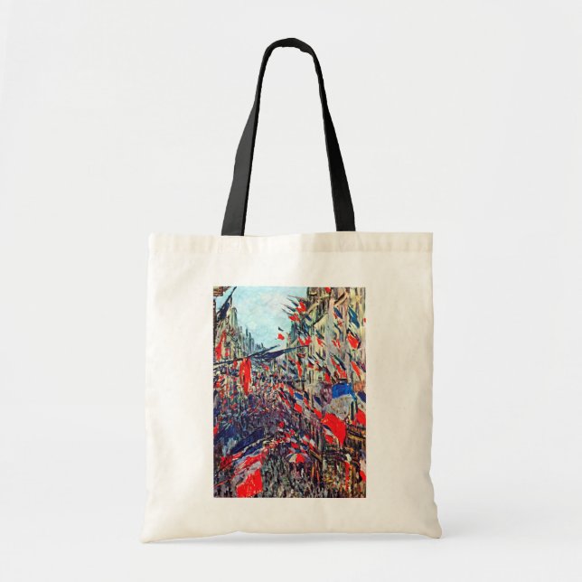 Paris on National Day, Claude Monet Tote Bag (Front)