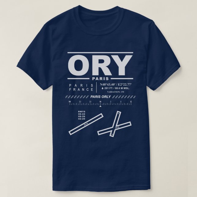 Paris Orly Airport ORY T-Shirt (Design Front)