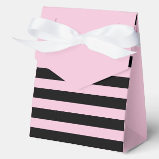 Paris Pale Pink and Black Stripe with Ribbon Favour Box