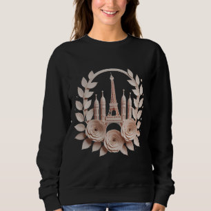Paris Paper-Cut Floral Art T-Shirt  Sweatshirt