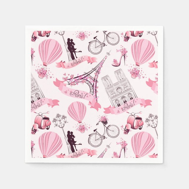 Paris Paper Napkins, Eiffel Tower Party Supplies Napkin (Front)