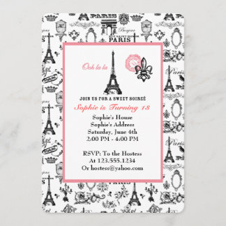 Paris Party White Invitation