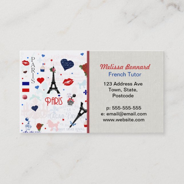 Paris pattern with Eiffel Tower Business Card (Front)