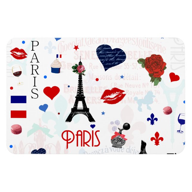 Paris pattern with Eiffel Tower Magnet (Horizontal)