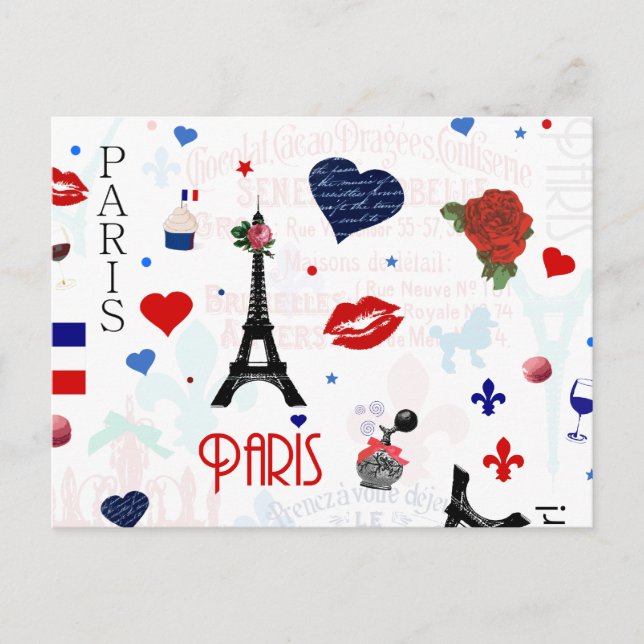 Paris pattern with Eiffel Tower Postcard (Front)