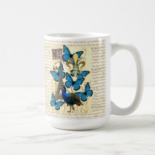 Paris, peacock and butterflies coffee mug (Right)