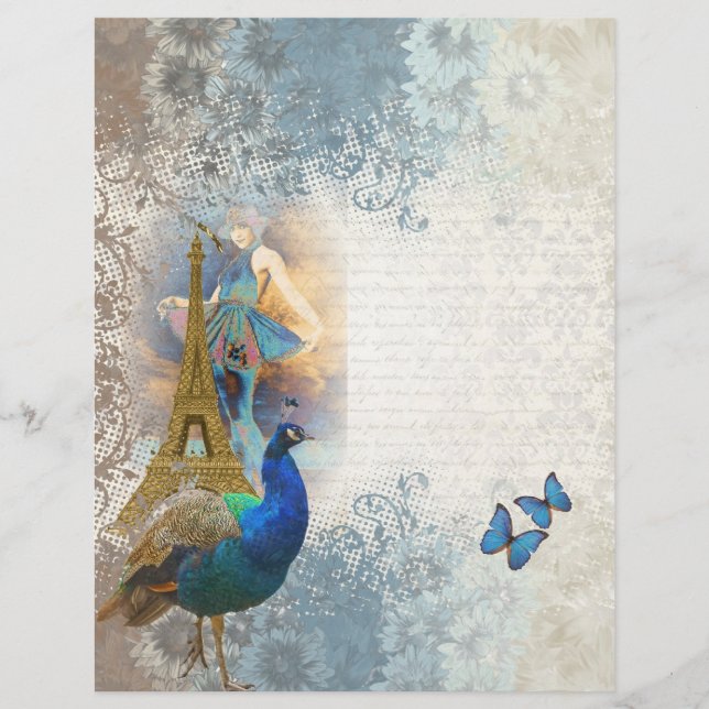 Paris peacock collage flyer (Front)