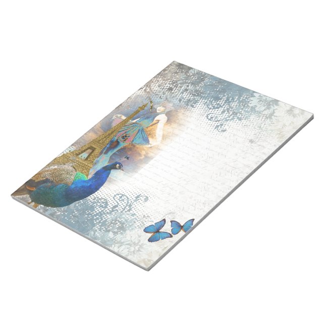 Paris peacock collage notepad (Angled)