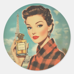 Paris Perfume Ad Elegance Classic Round Sticker