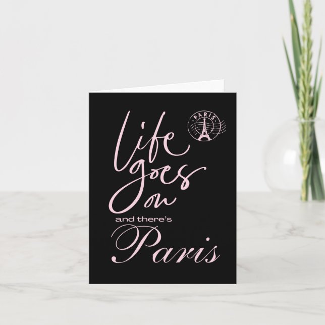 Paris pink and black paris theme invitation  (Front)