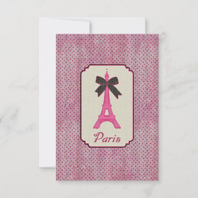 Paris Pink and Black Polka Dot Eiffel Tower & Bow (Front)