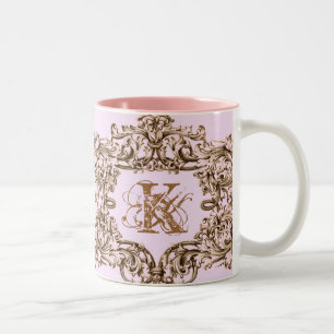 PARIS PINK BAROQUE CUSTOMIZABLE PRINT Two-Tone COFFEE MUG