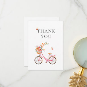 Paris Pink Bicycle Watercolor Favour Bag Thank You Card
