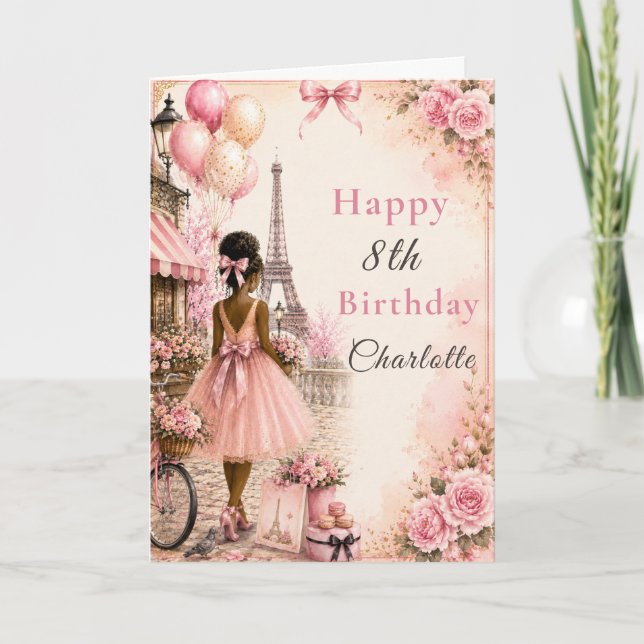 Paris Pink Birthday Party Card (Front)