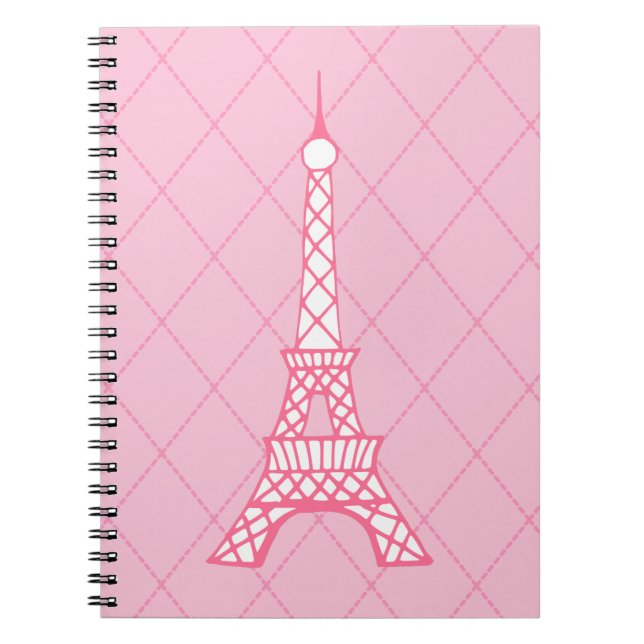 Paris Pink Eiffel Tower Student Class Notebook (Front)