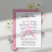 Paris Pink Eiffel Tower Word Cloud Chic Sweet 16