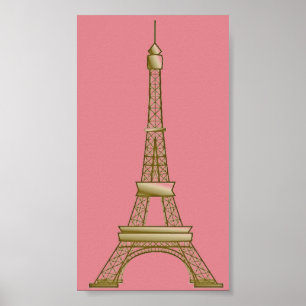 Paris Pink & Gold Eiffel Tower Poster