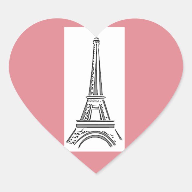 Paris Pink Heart Eiffel Tower Sticker (Front)