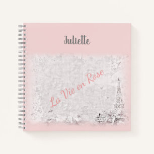 Paris Pink La Vie En Rose French Quote Notebook