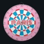 PARIS Pink Red White and Blue editable text Retro Dartboard<br><div class="desc">PARIS Pink Red White and Blue editable text Retro Dart Board. Very pretty French theme wall decoration! You may edit text by selecting the personalisation option 🎯Please let me know if you have additional questions and because Zazzle's customer support handles the customer experience you may reach Zazzle customer support by...</div>