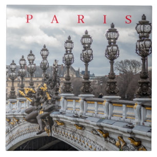 Paris Pont Alexandre III lampposts ceramic tile