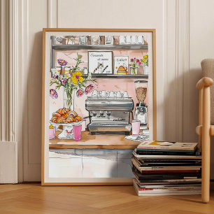 Paris Print Croissant Print Breakfast Print Kitche