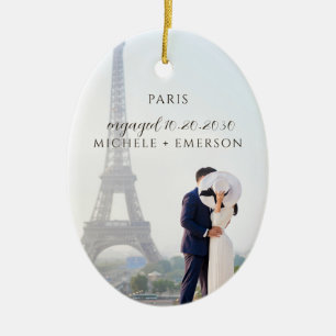 Paris Proposal Engagement Photo keepsake Ceramic Tree Decoration