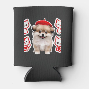 Paris Pup & Kitty Crew � Cute Beret Dog and Cat Can Cooler
