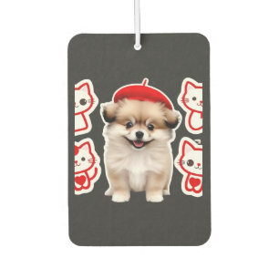 Paris Pup & Kitty Crew � Cute Beret Dog and Cat Car Air Freshener