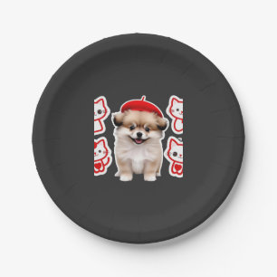 Paris Pup & Kitty Crew � Cute Beret Dog and Cat Paper Plate