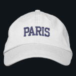 PARIS Purple Embroidery on White Embroidered Hat<br><div class="desc">PARIS Dark Purple Embroidered White Cotton Hat. Makes a wonderful gift for anybody who loves Paris France! If you would prefer to have your personal text then simply select "Personalise this template" details button to enter your choice of custom text. Embroidery is also customisable to other colour choices by selecting...</div>