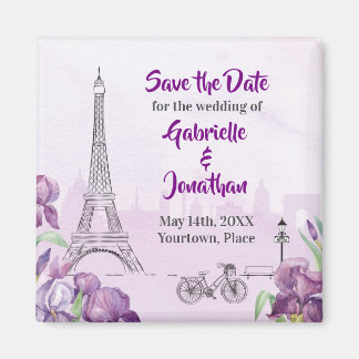 Paris Purple Iris French Save the Date Magnet