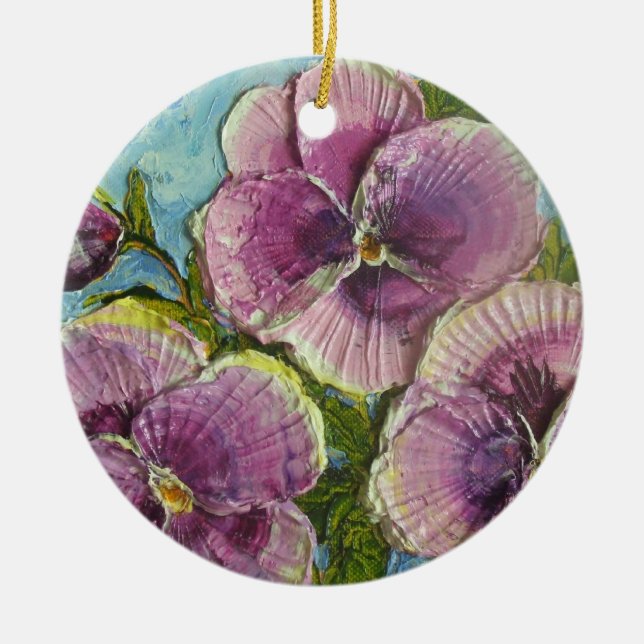 Paris' Purple Pansies Ornament (Front)
