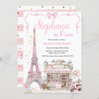 Paris Quinceañera Birthday Afternoon Tea Party Invitation