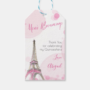 Paris Quinceanera Pink Eiffel Tower Thank You Gift Tags