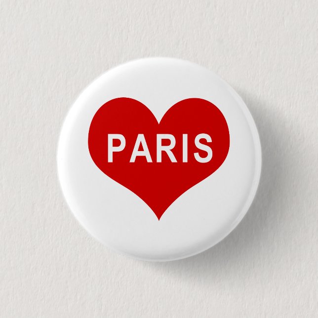 PARIS Red Love Heart 3 Cm Round Badge (Front)