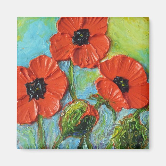 Paris' Red Poppies Magnet (Front)