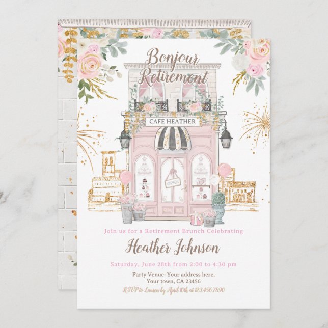 Paris Retirement Party Invitation (Front/Back)