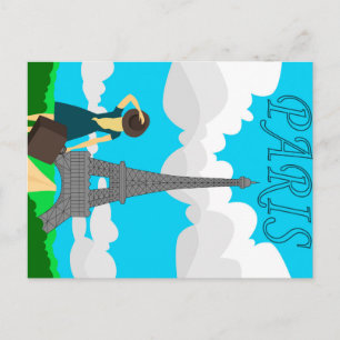 Paris retro style design postcard