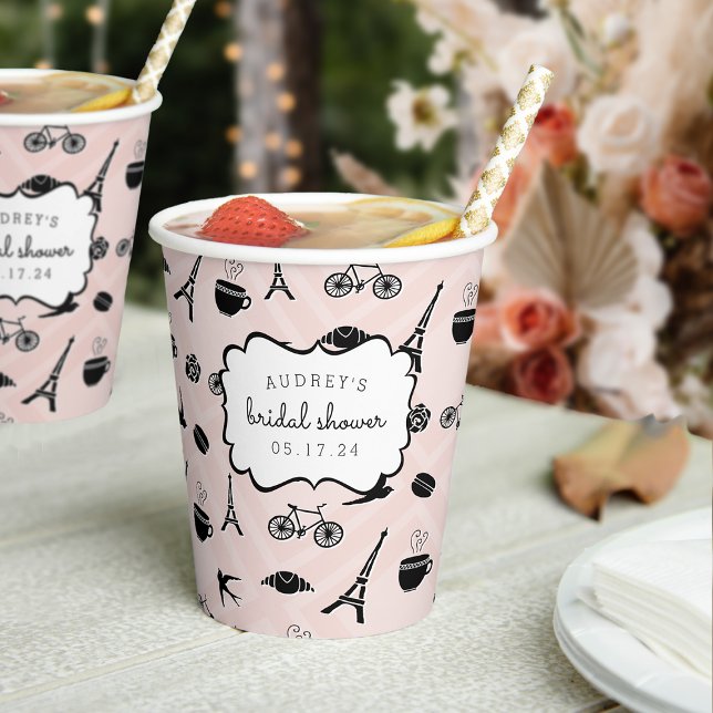 Paris Romance Bridal Shower Paper Cups (Creator Uploaded)