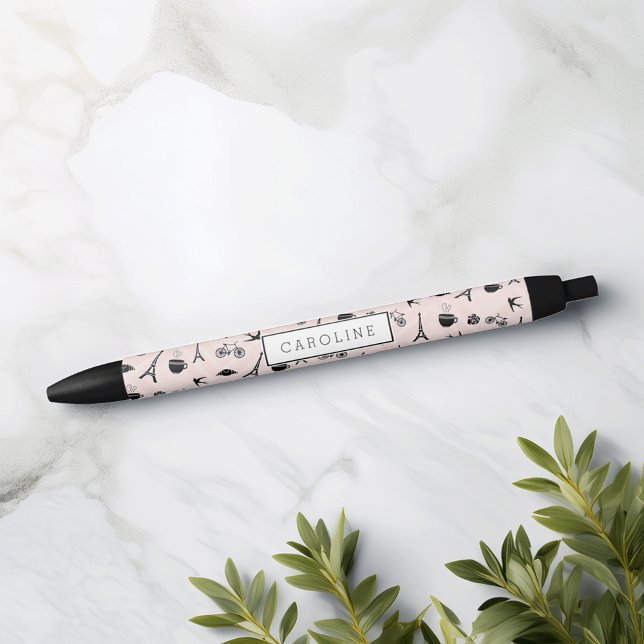 Paris Romance Personalised Black Ink Pen (Creator Uploaded)