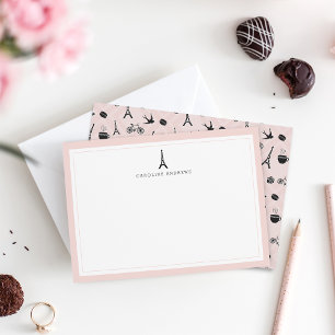 Paris Romance Personalised Stationery Flat Card