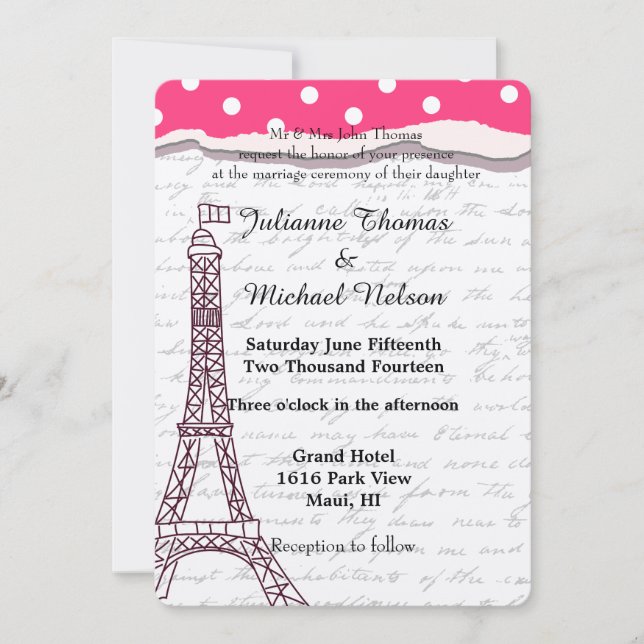 Paris Romance Wedding Invitation (Front)