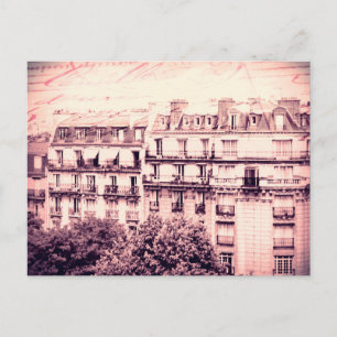 Paris Rooftops in Pink Postcard