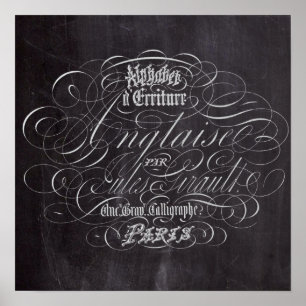 Paris rustic country chalkboard French Scripts Poster