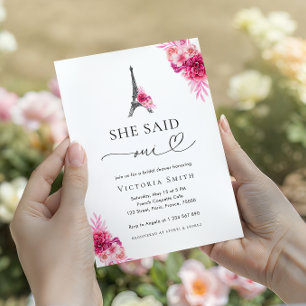 Paris She Said Oui Eiffel Tower Bridal Shower Invitation