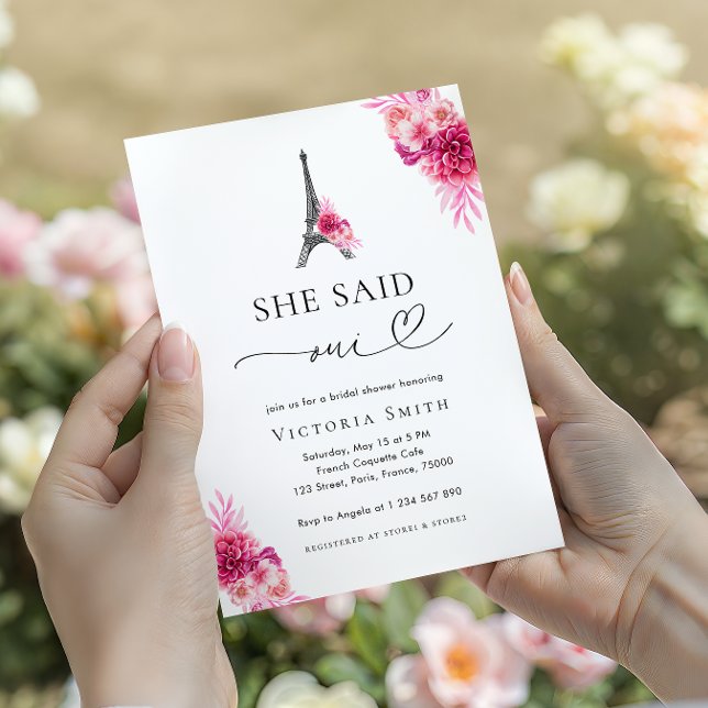 Paris She Said Oui Eiffel Tower Bridal Shower Invitation (Creator Uploaded)