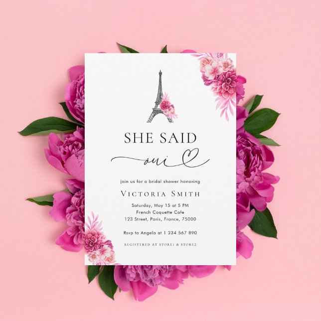 Paris She Said Oui Eiffel Tower Bridal Shower Invitation (Creator Uploaded)